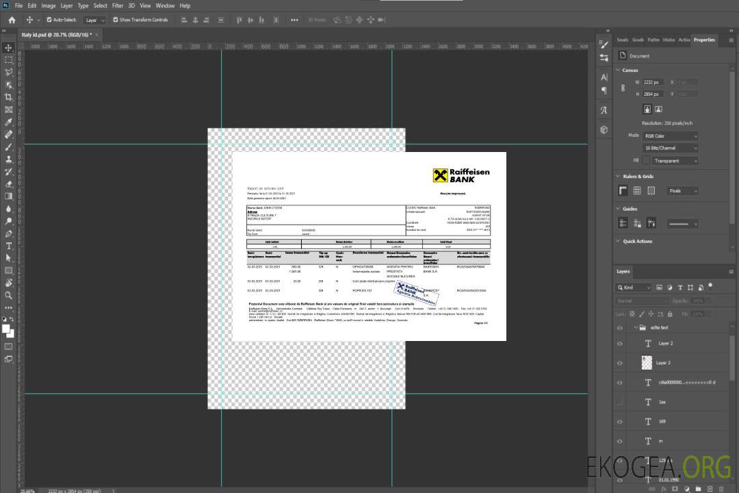 Modèle de relevé bancaire Roumanie Raiffeisen au format Excel et PDF template